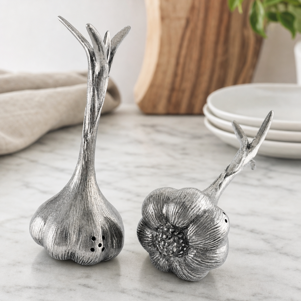 Pewter Garlic Salt & Pepper Set 11