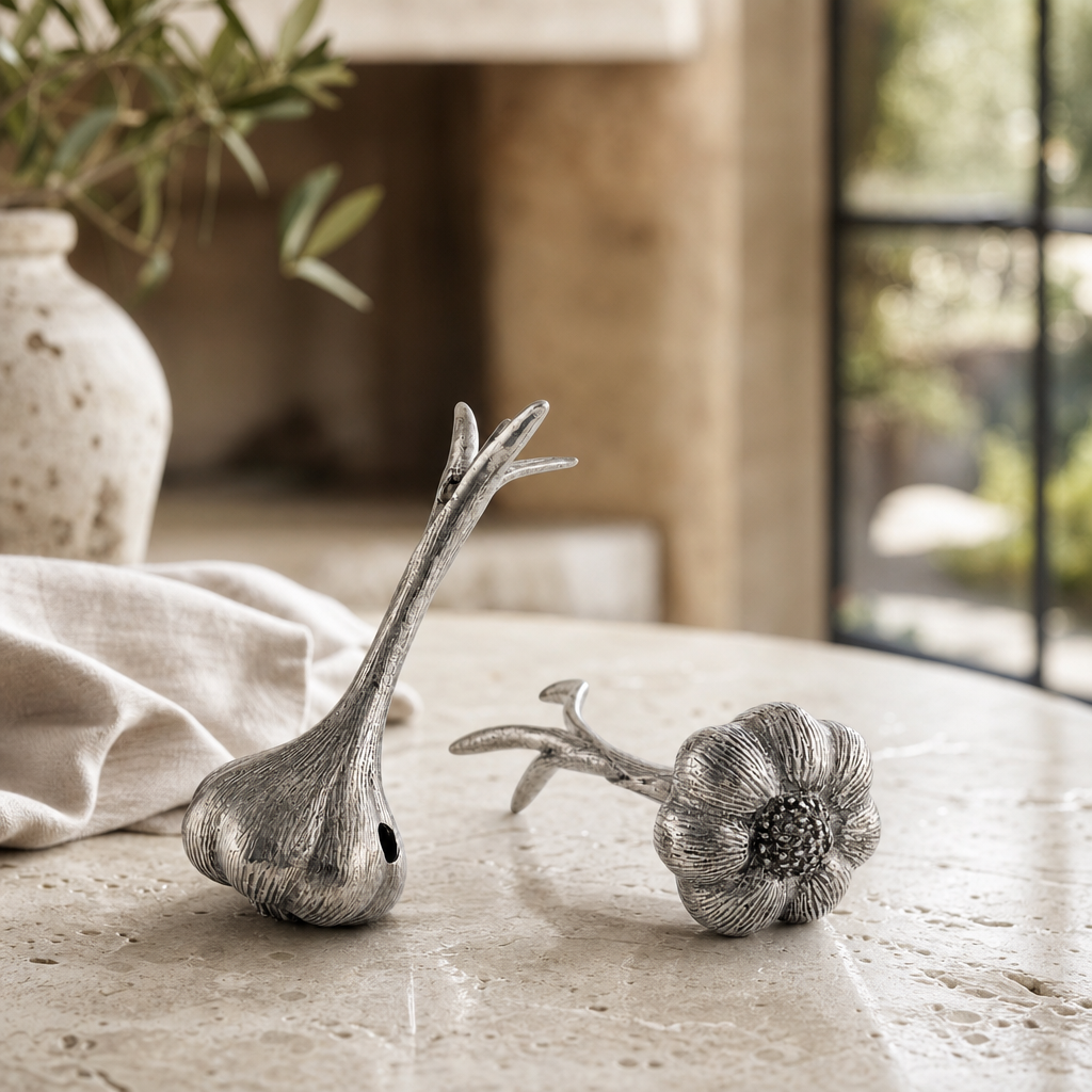 Pewter Garlic Salt & Pepper Set 5