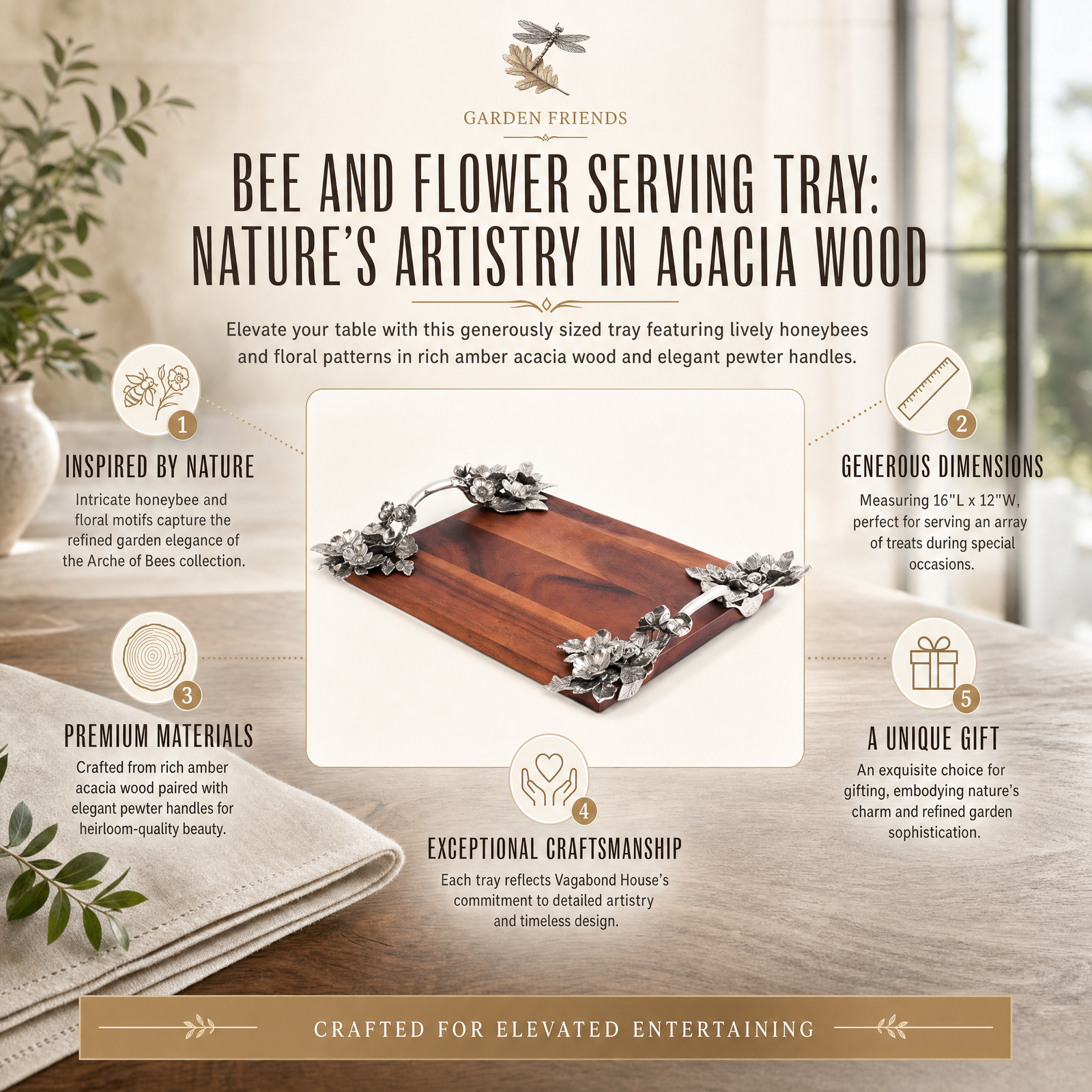Bee and Flower Serving Tray 7