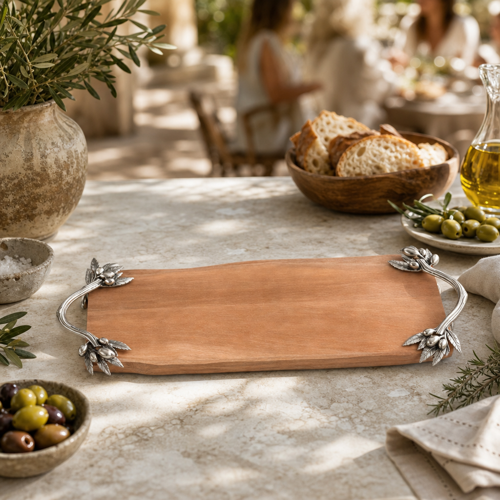 Pewter Olive Handle Charcuterie Board 6