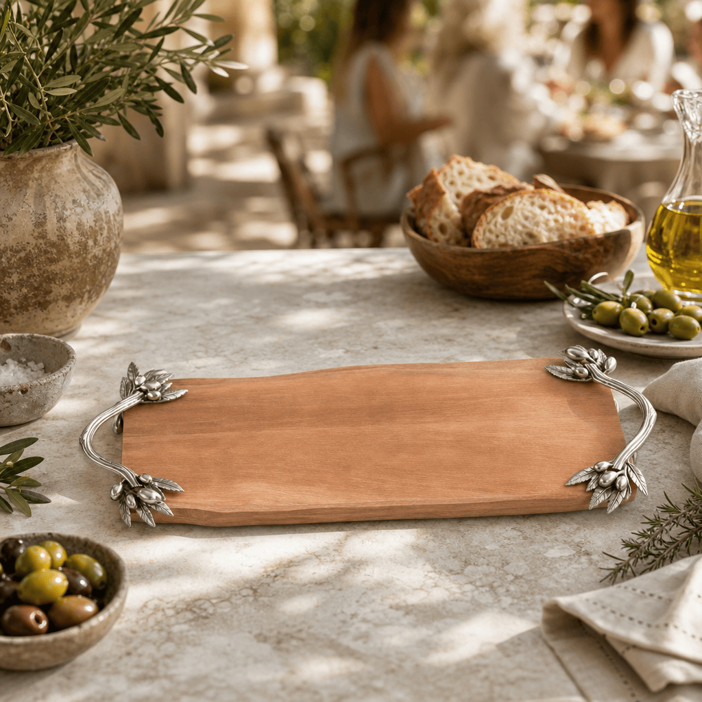 Pewter Olive Handle Charcuterie Board 6