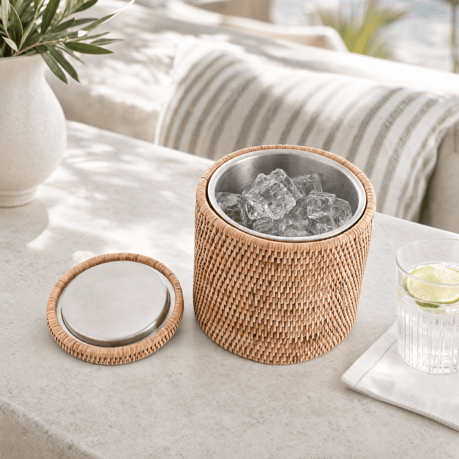 Hand Woven Wicker Rattan Ice Bucket 4
