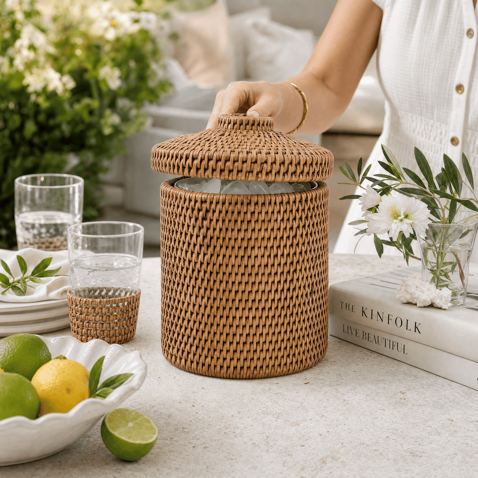 Hand Woven Wicker Rattan Ice Bucket 7