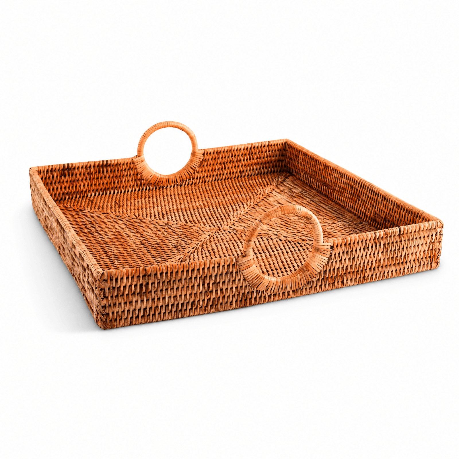 Hand Woven Wicker Rattan Large Square Tray 1