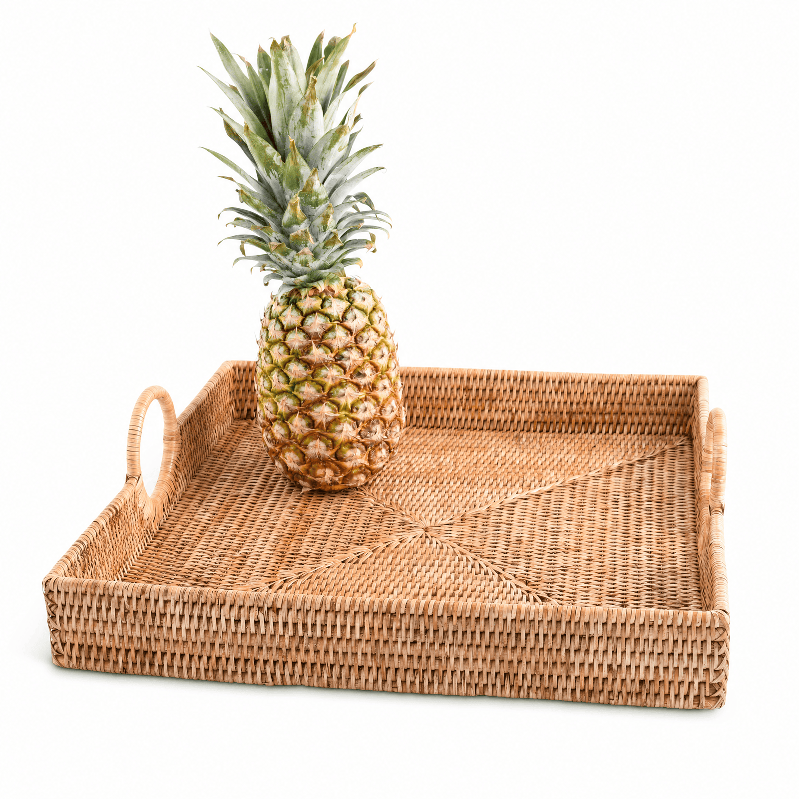 Hand Woven Wicker Rattan Large Square Tray 10