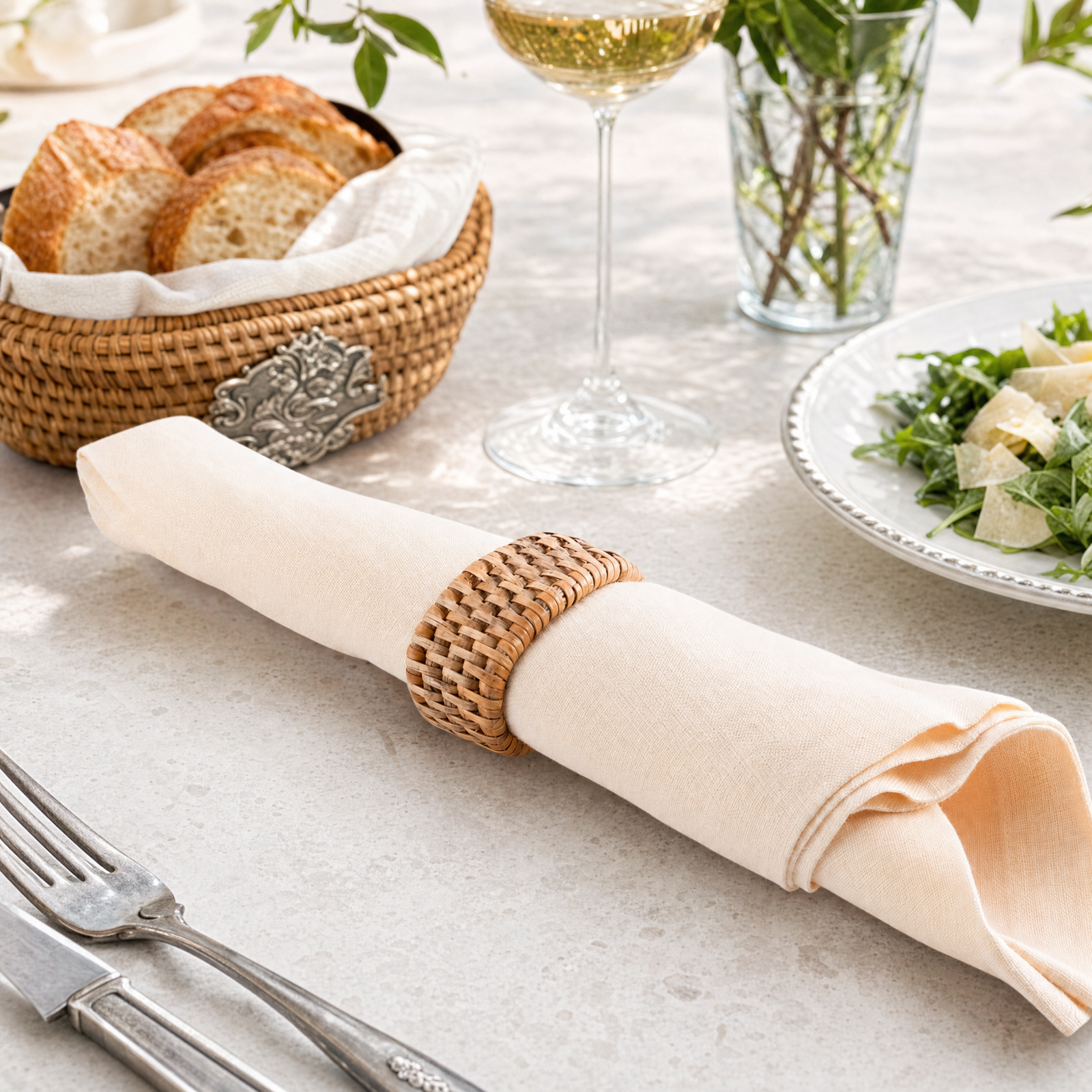 Hand Woven Rattan Napkin Ring - Set of 4 9