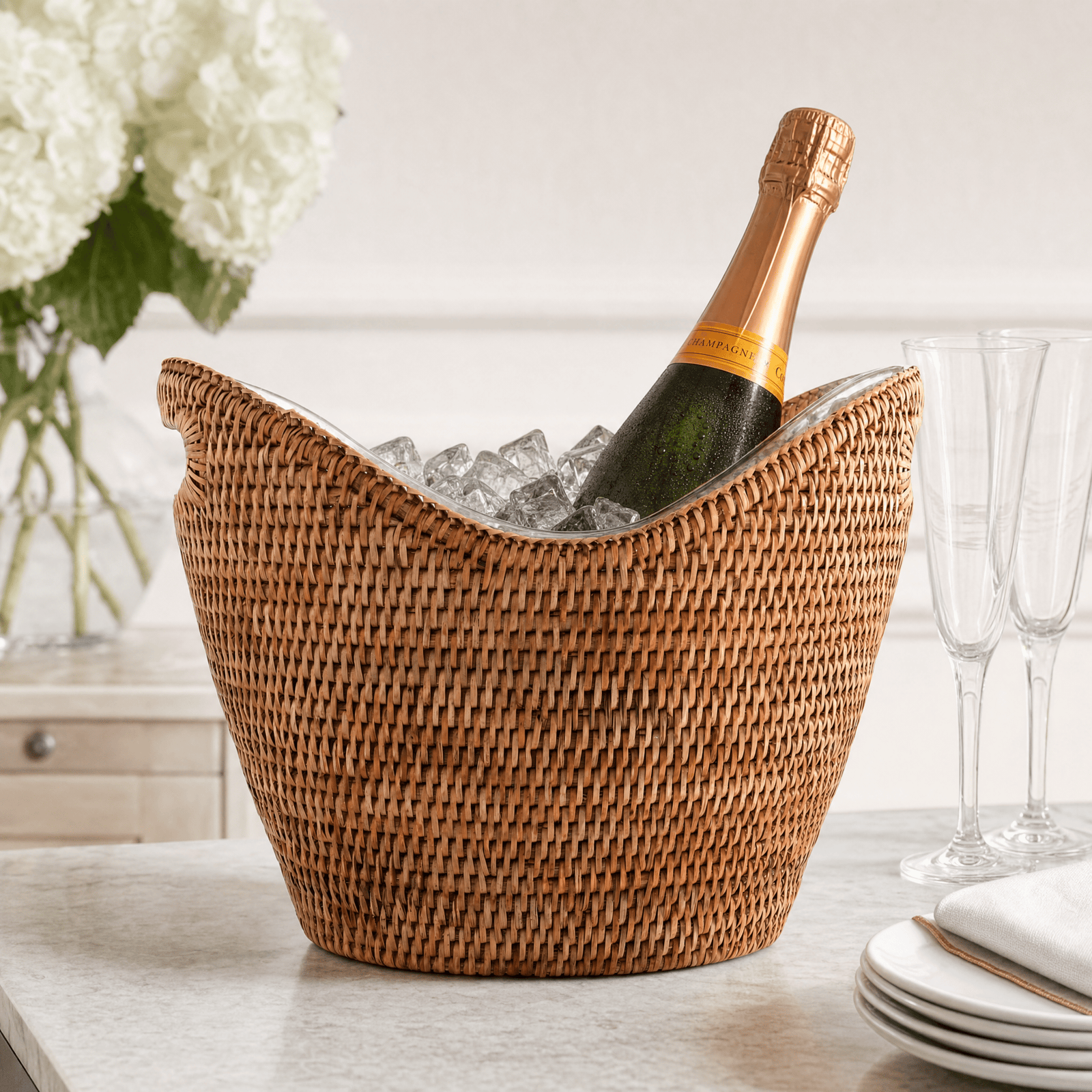 Hand Woven Wicker Rattan Champagne / Ice Tub 10