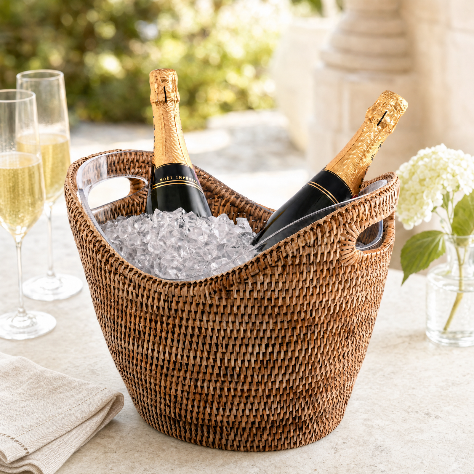 Hand Woven Wicker Rattan Champagne / Ice Tub 2