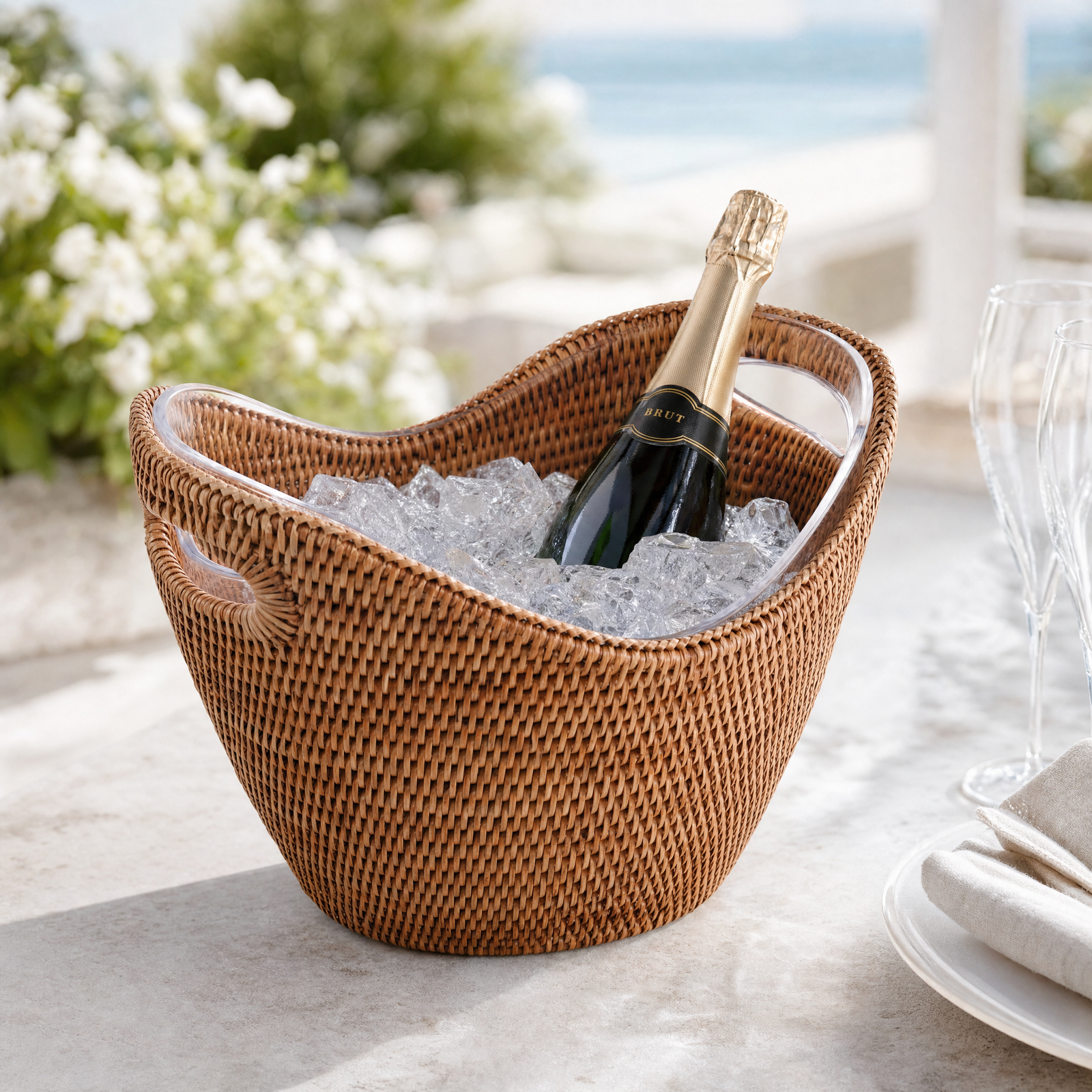 Hand Woven Wicker Rattan Champagne / Ice Tub 4