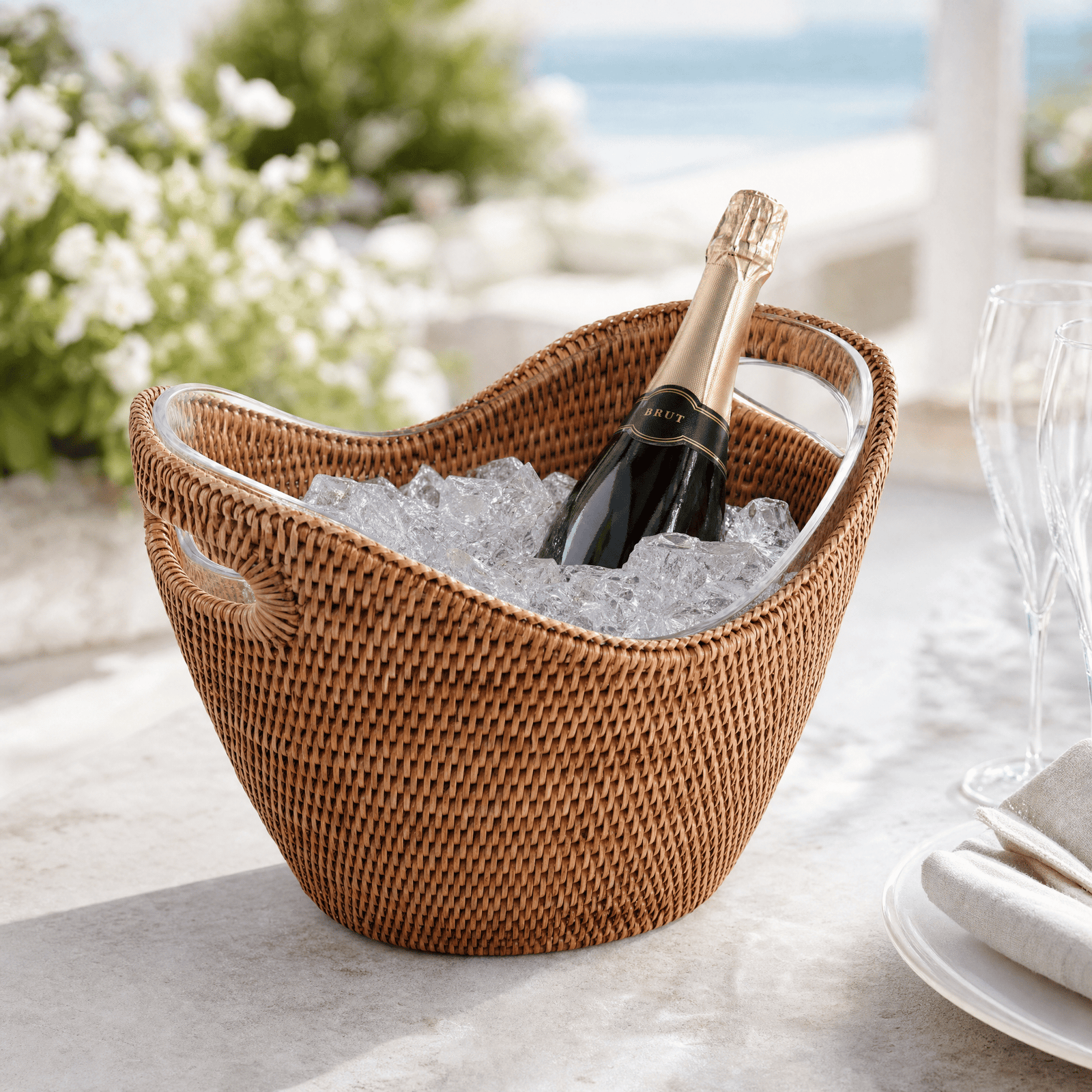 Hand Woven Wicker Rattan Champagne / Ice Tub 4