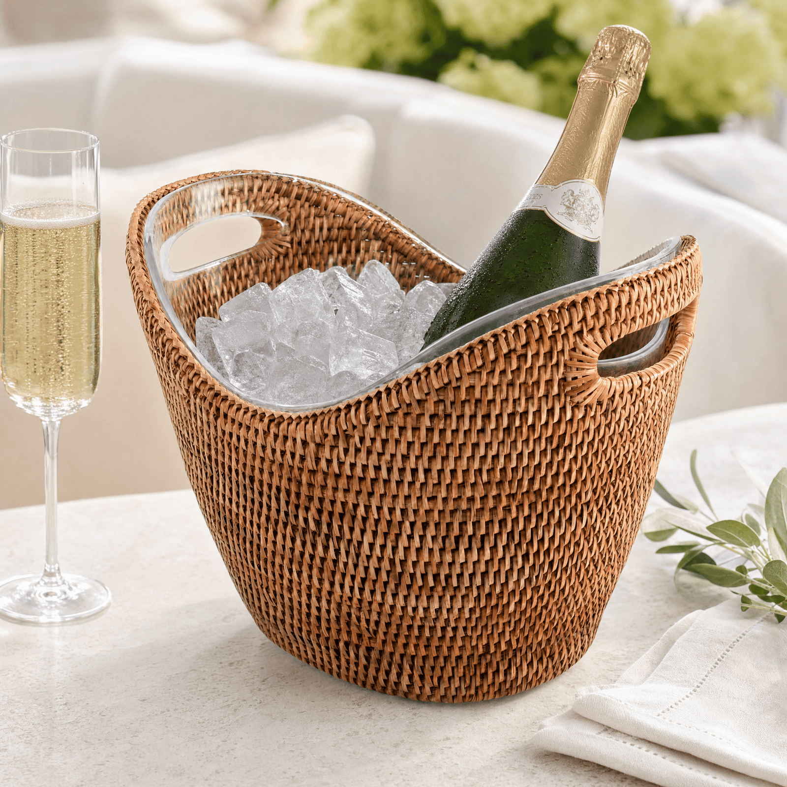 Hand Woven Wicker Rattan Champagne / Ice Tub 5