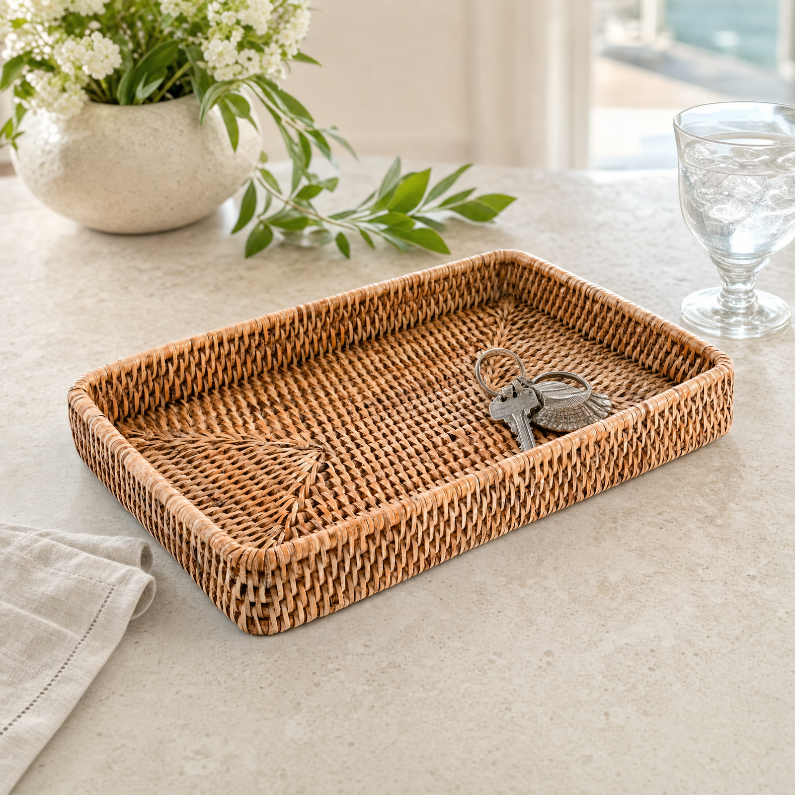 Catchall Tray Hand Woven Wicker Rattan 5