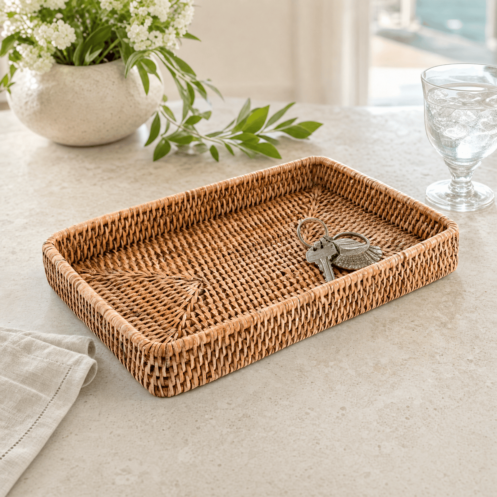 Catchall Tray Hand Woven Wicker Rattan 5