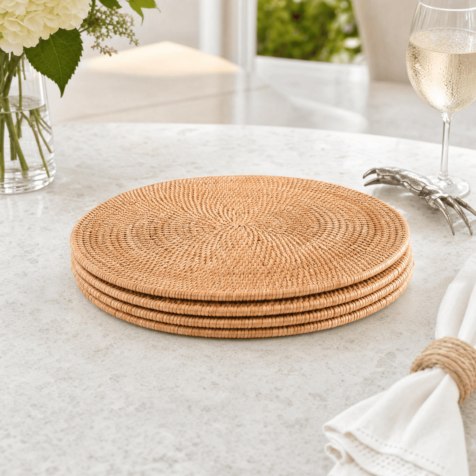 Hand Woven Wicker Rattan Round Placemat - Set of 4 4
