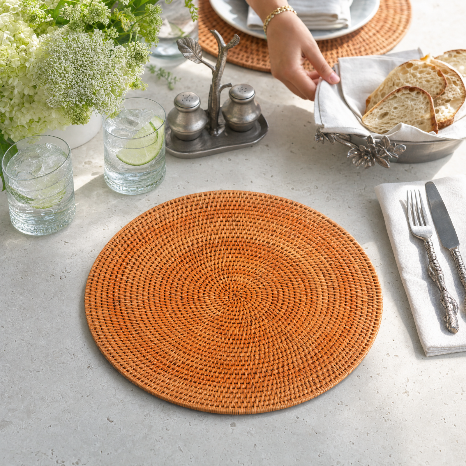 Hand Woven Wicker Rattan Round Placemat - Set of 4 7