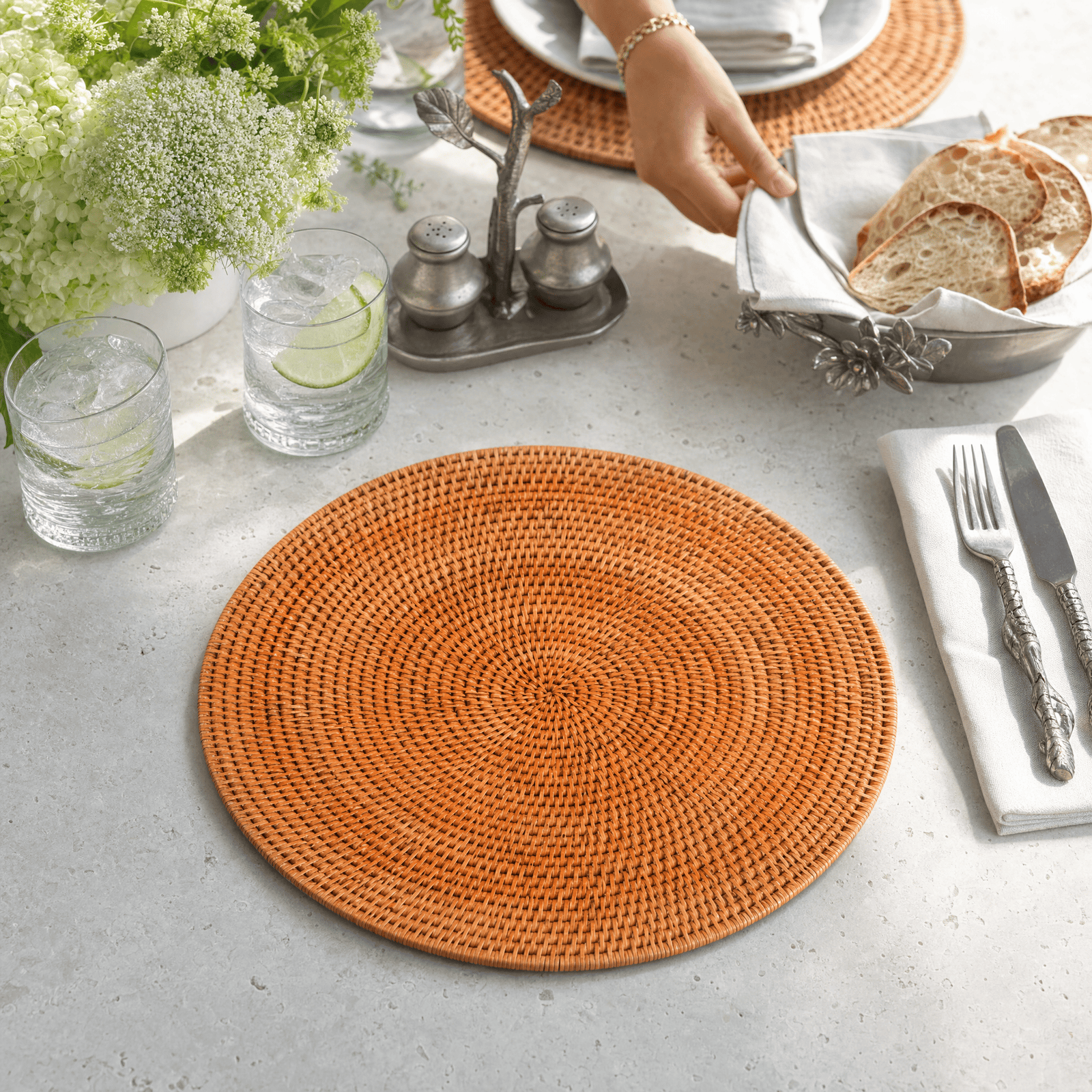 Hand Woven Wicker Rattan Round Placemat - Set of 4 7