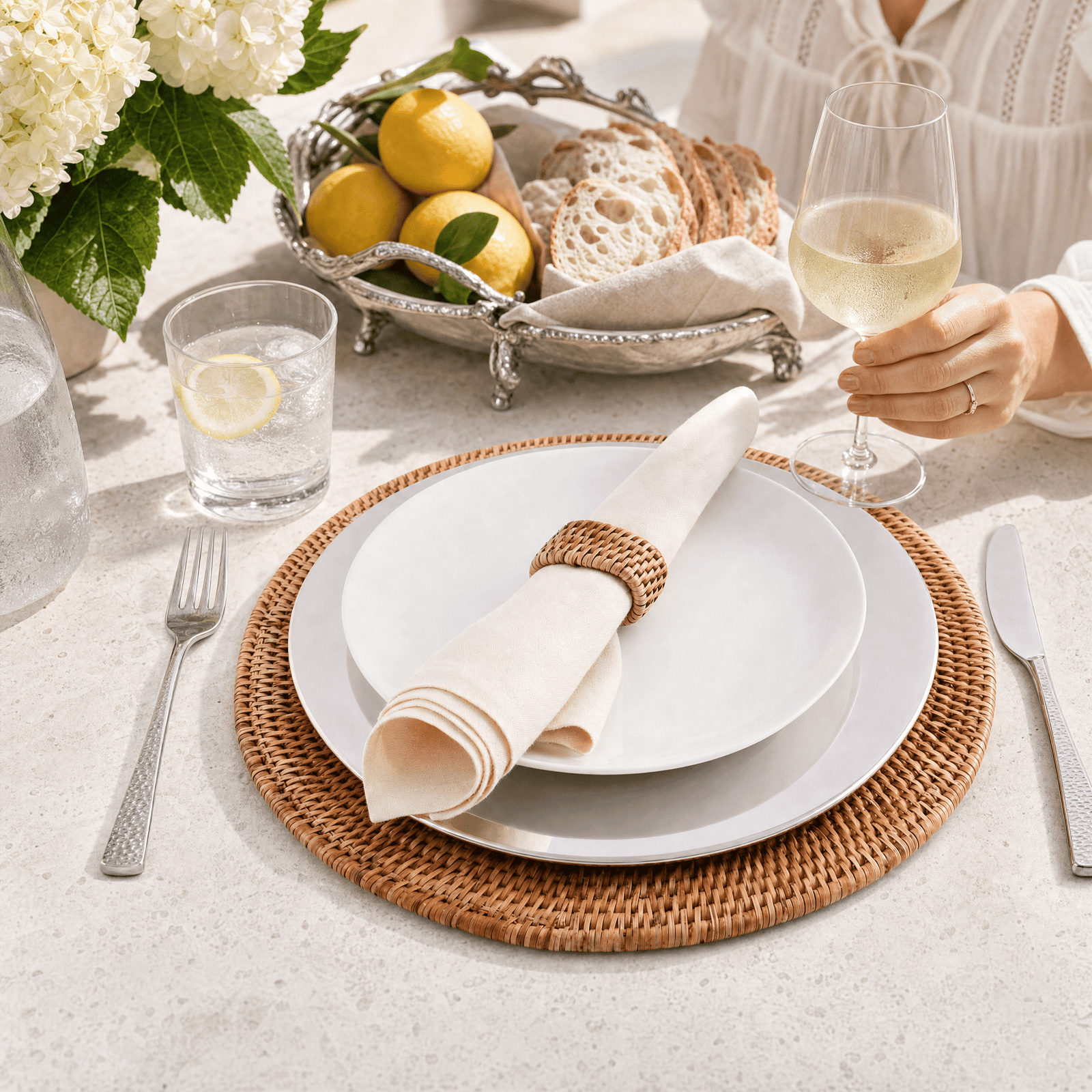 Hand Woven Wicker Rattan Round Placemat - Set of 4 9