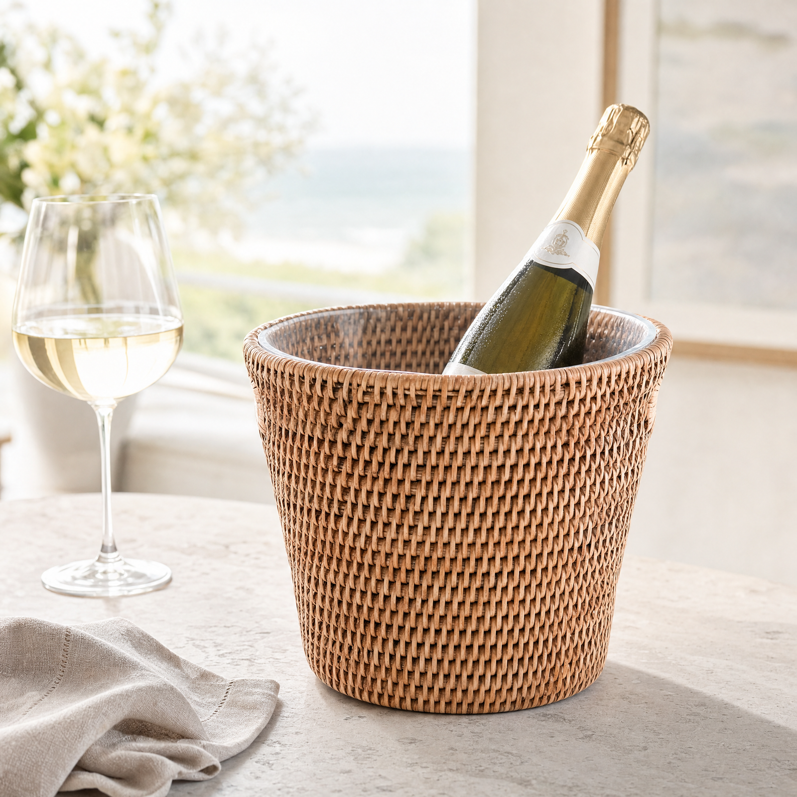Hand Woven Rattan Wicker Champagne Bucket / Ice Bucket 4