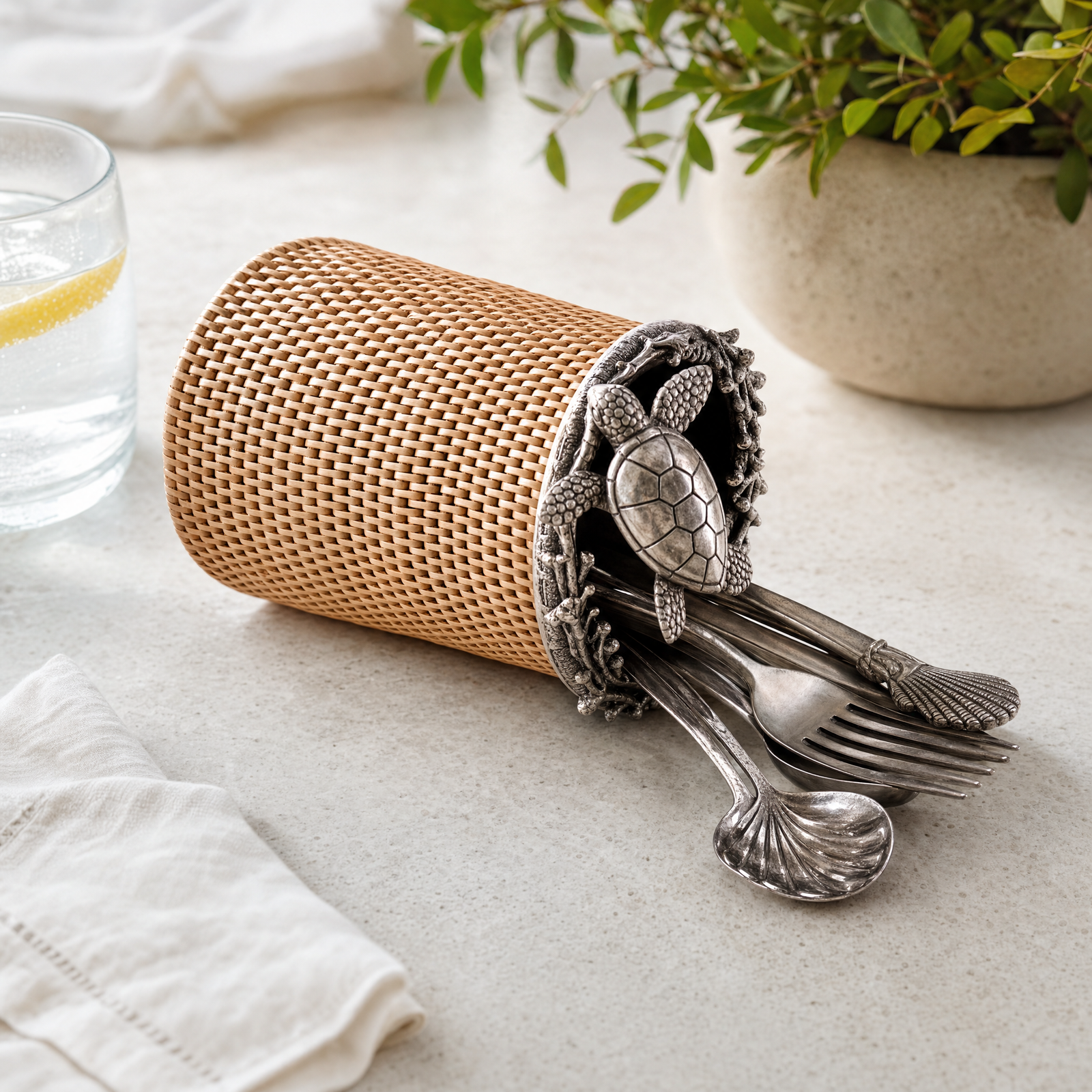 Hand Woven Wicker Rattan Utensils Holder 5