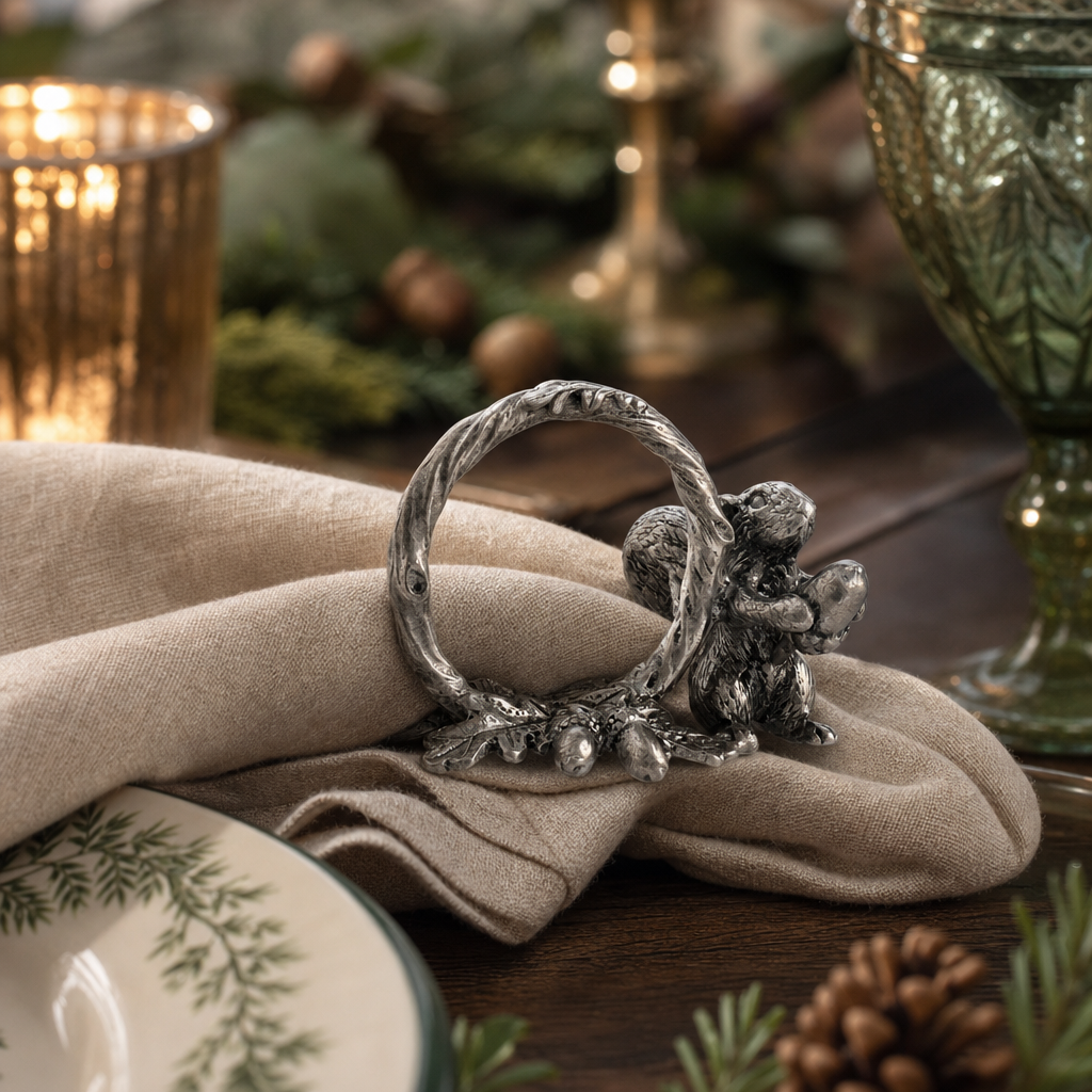 Pewter Squirrel Branch Napkin Ring 6