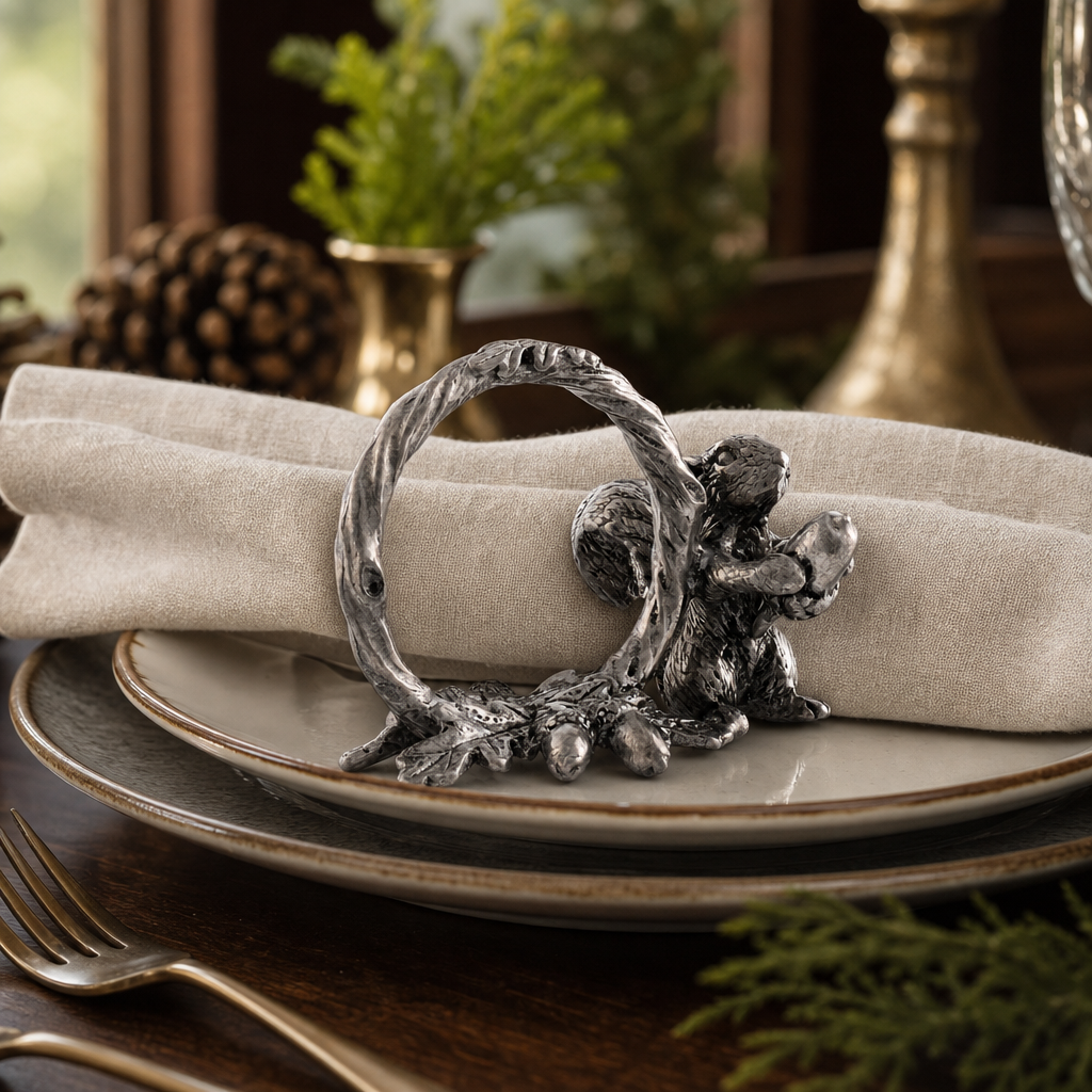 Pewter Squirrel Branch Napkin Ring 3