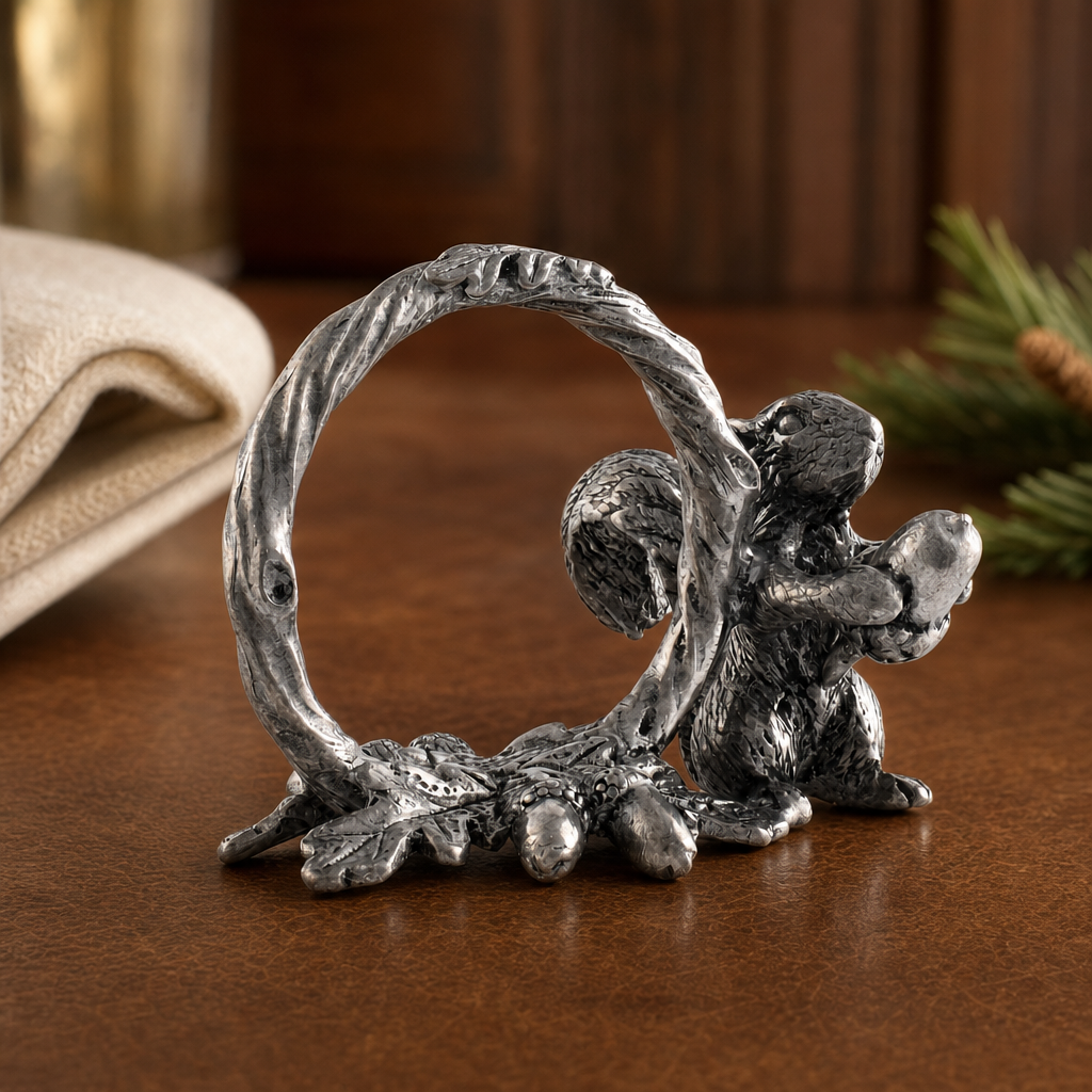 Pewter Squirrel Branch Napkin Ring 2