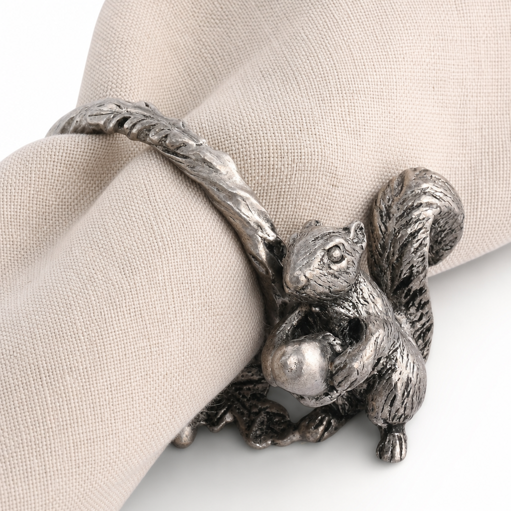 Pewter Squirrel Branch Napkin Ring 10