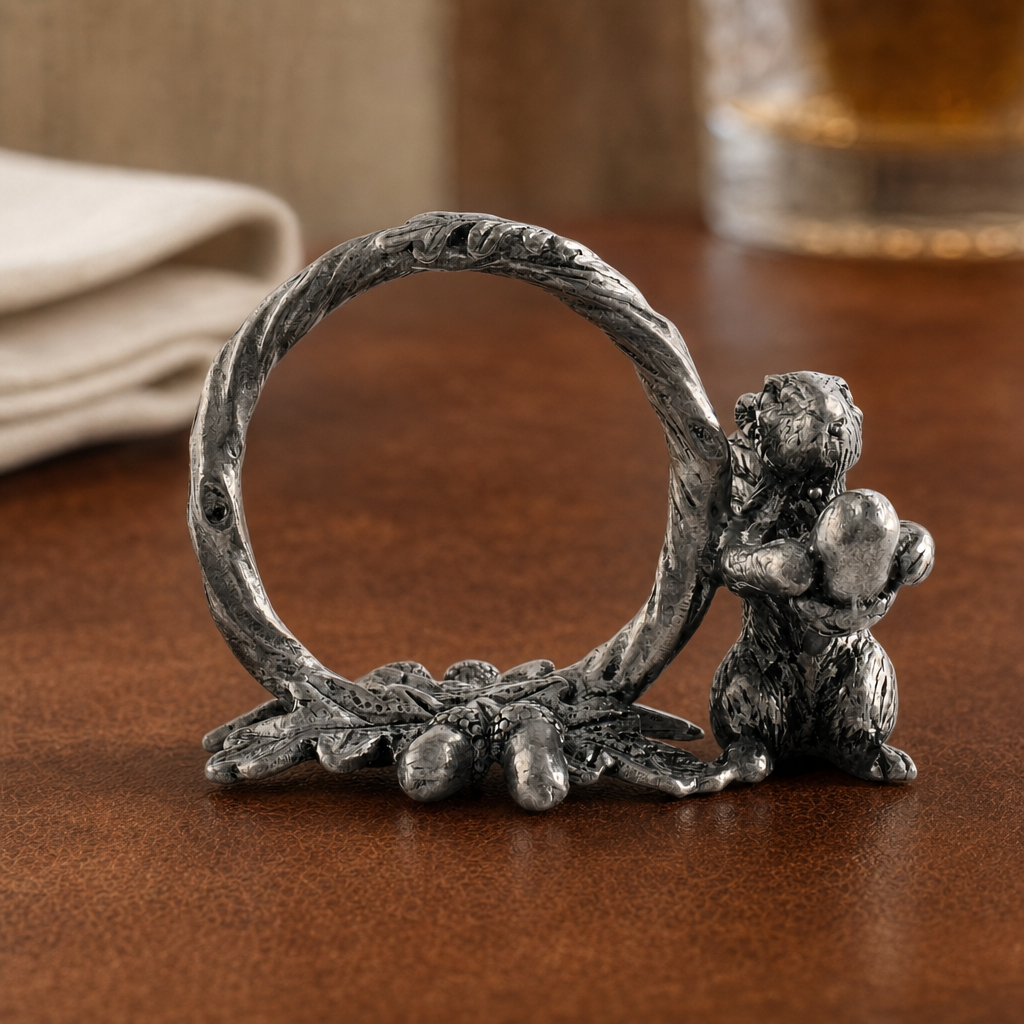 Pewter Squirrel Branch Napkin Ring 5
