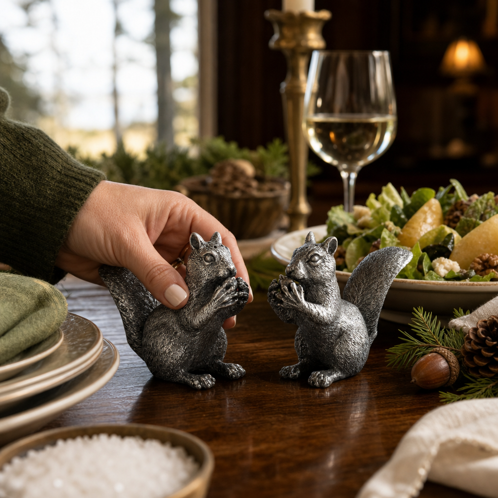 Pewter Squirrels Salt & Pepper Set 6