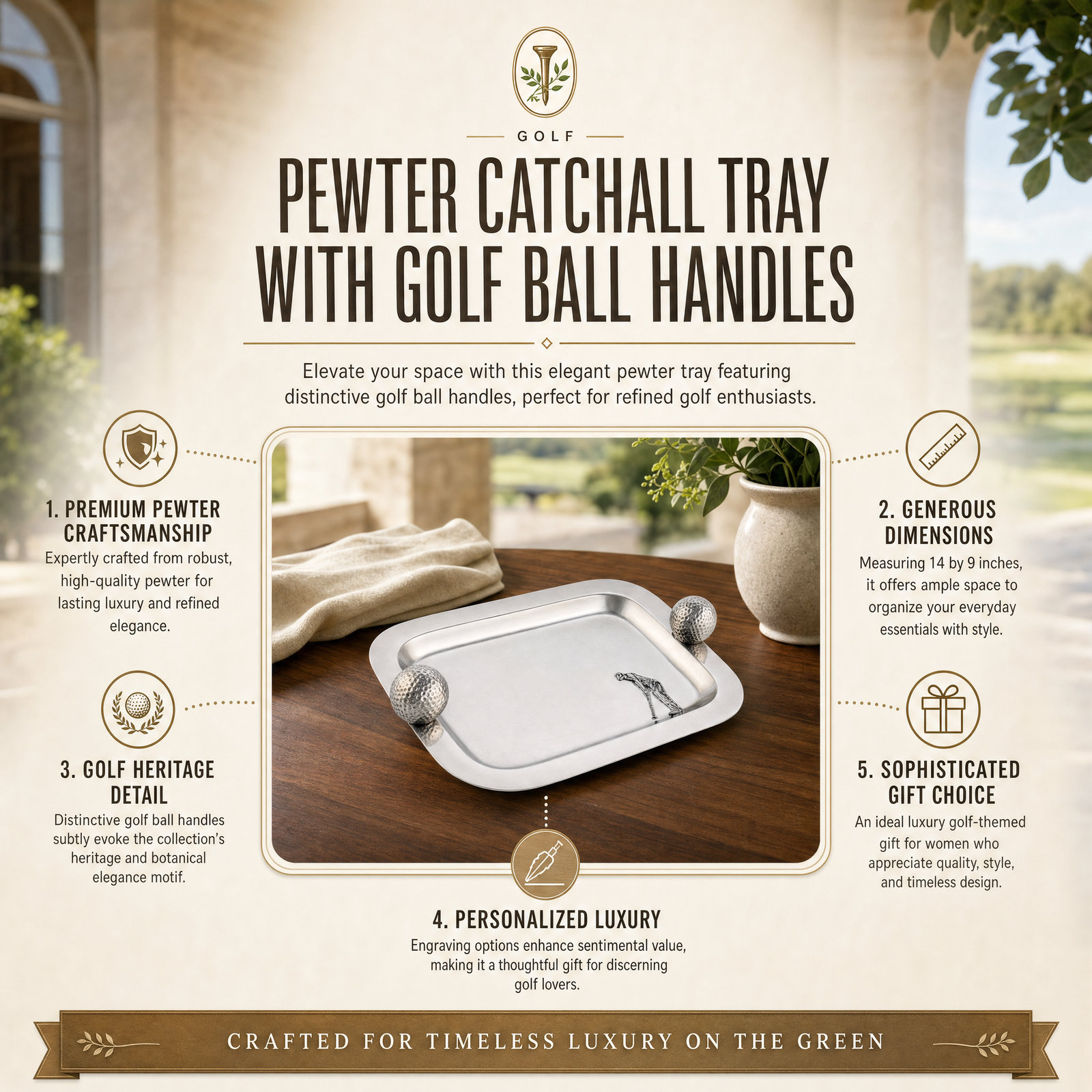 Pewter Catchall Tray Golf Balls 11