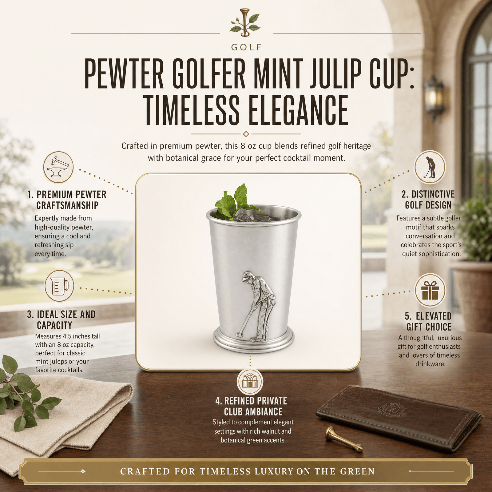 Pewter Golfer Mint Julip Cup 12