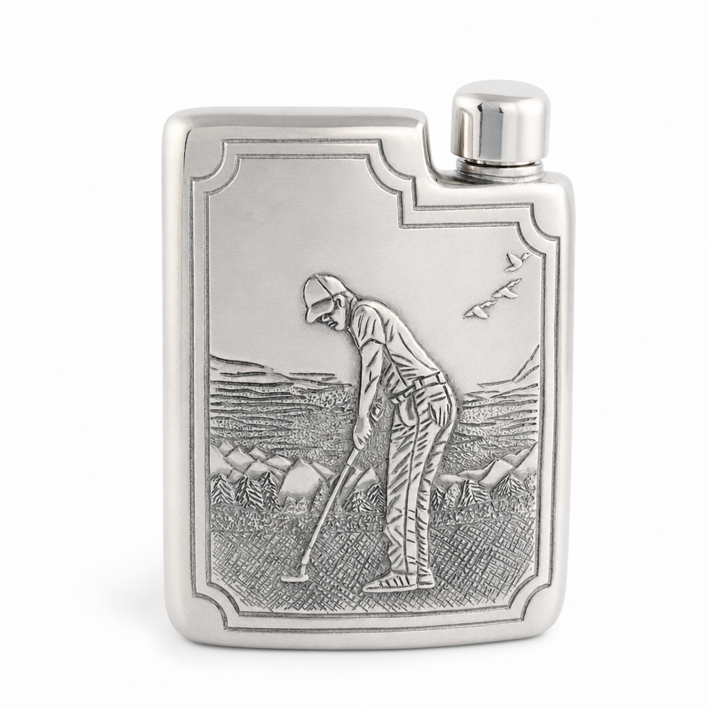 Golfer Pewter Flask 10