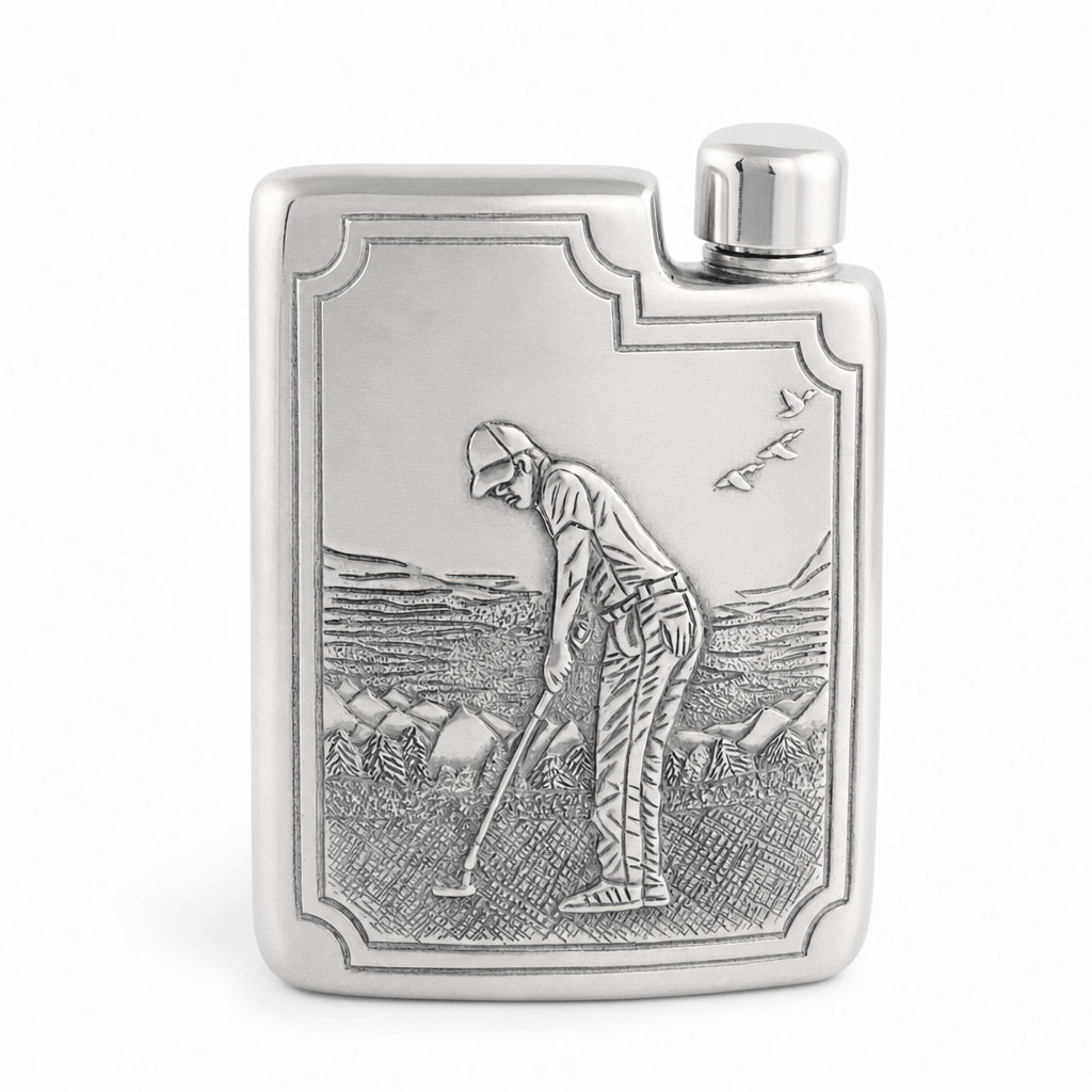 Golfer Pewter Flask 10