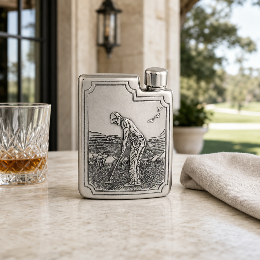 Golfer Pewter Flask 3