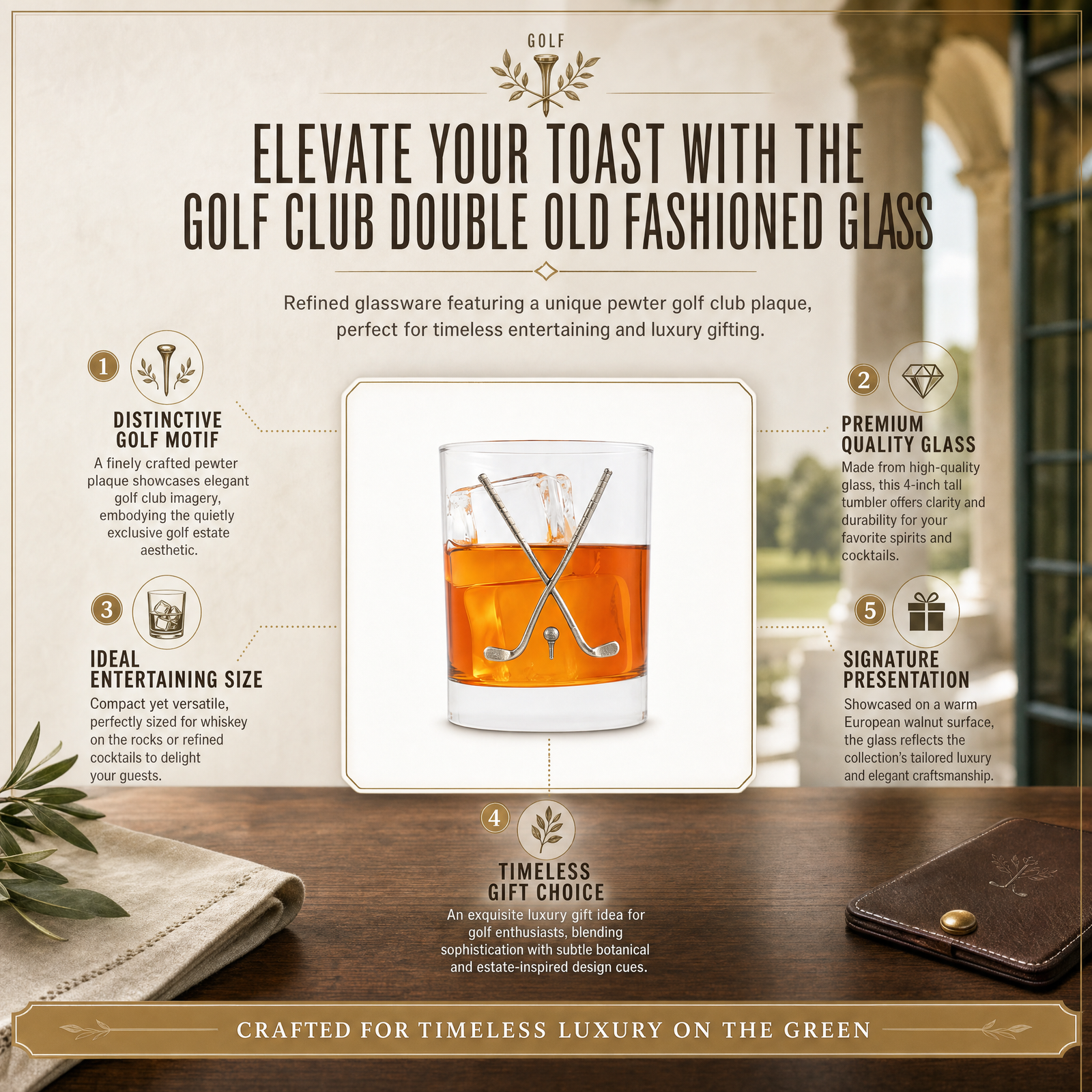 Golf Club Double Old Fashioned Glass 1