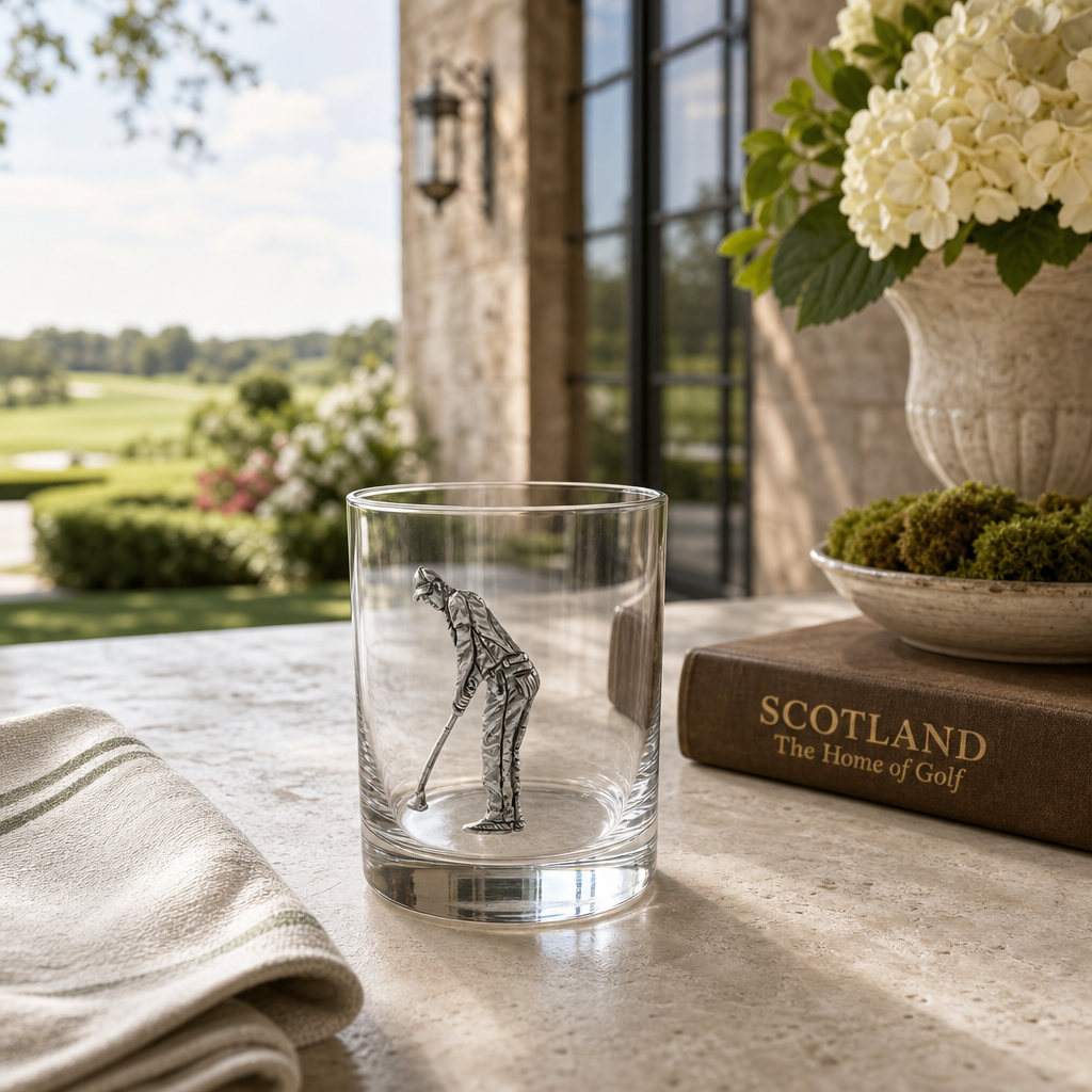 Golfer Double Old Fashioned Glass 8