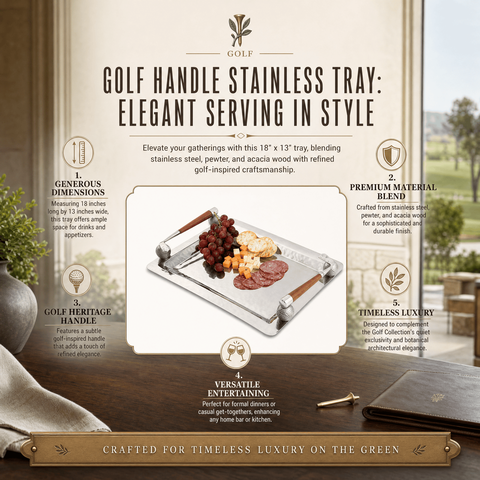 Golf Handle Stainless Tray 10