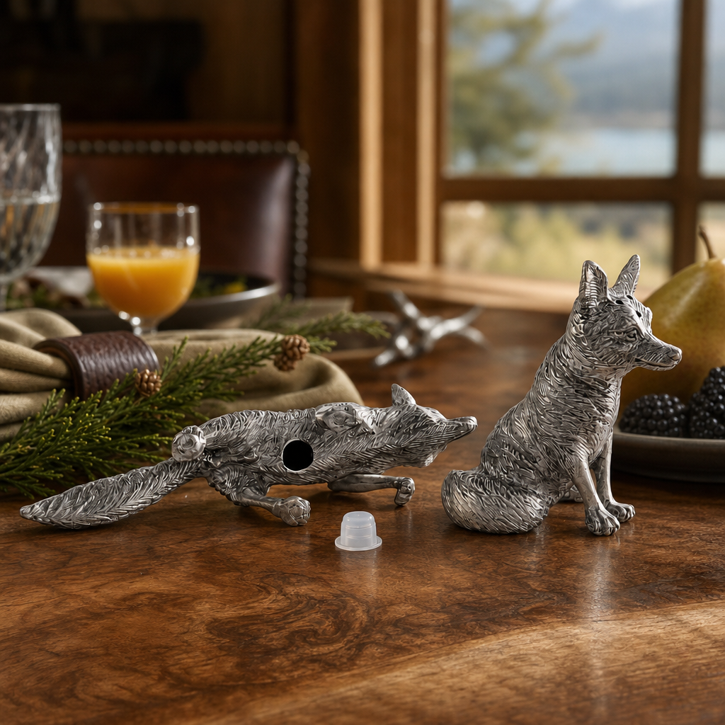 Pewter Foxes Salt & Pepper Set 9