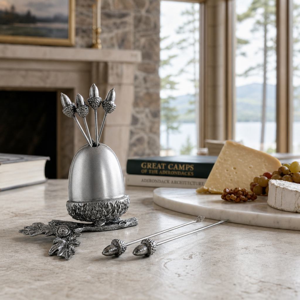 Pewter Acorn Cheese Pick Set 6