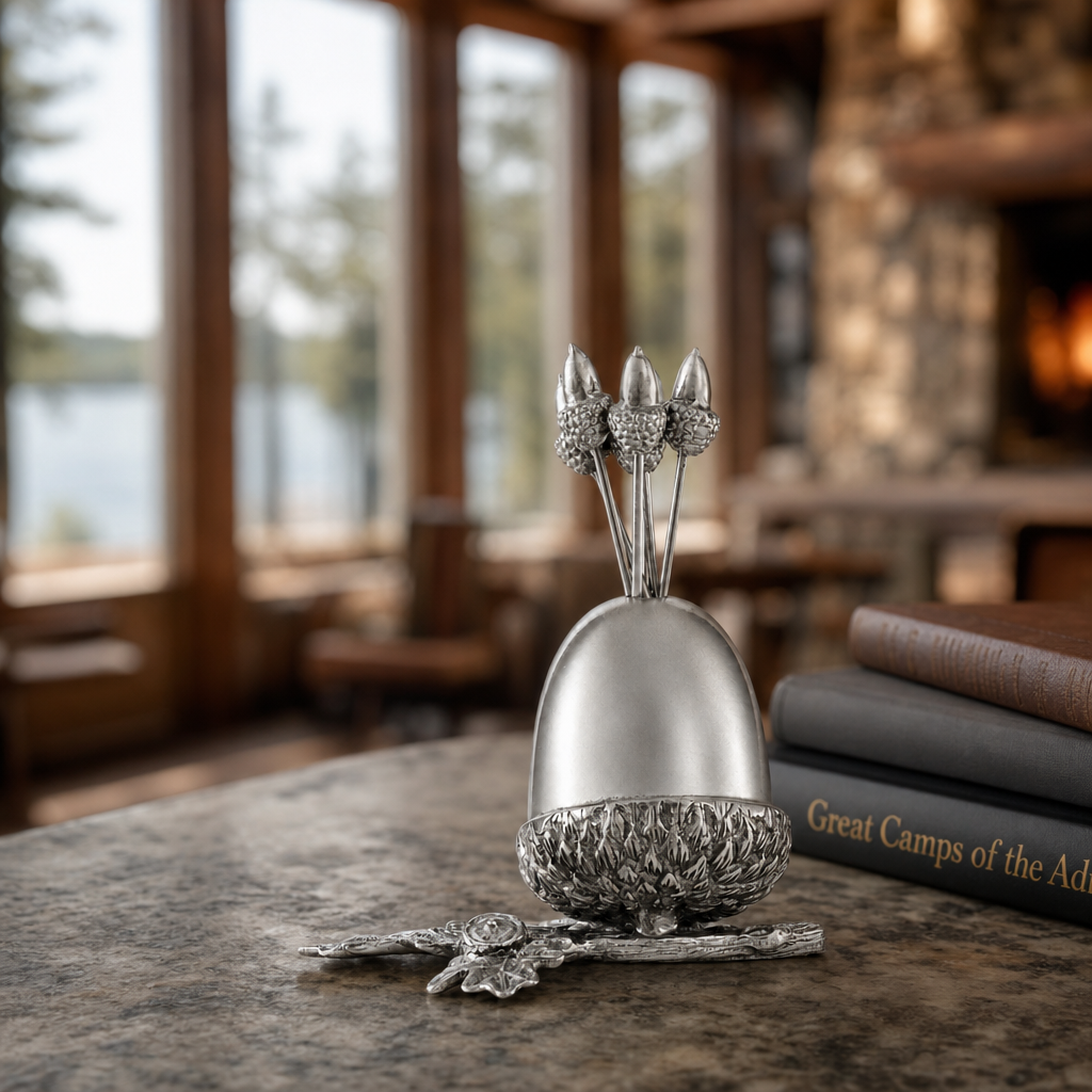 Pewter Acorn Cheese Pick Set 4