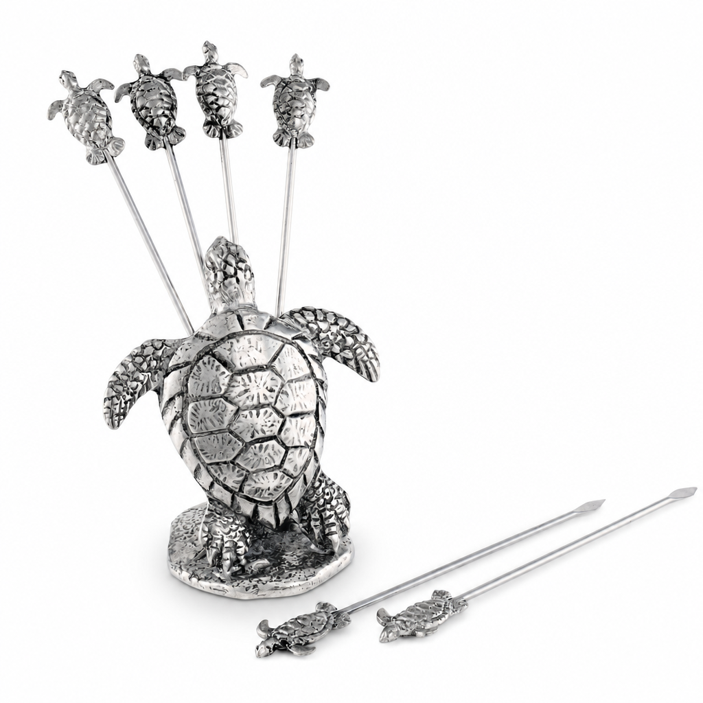 Pewter Sea Turtle Cheese Pick Set 10