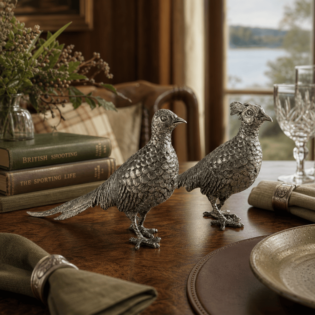 Pewter Pheasant Statuettes 6