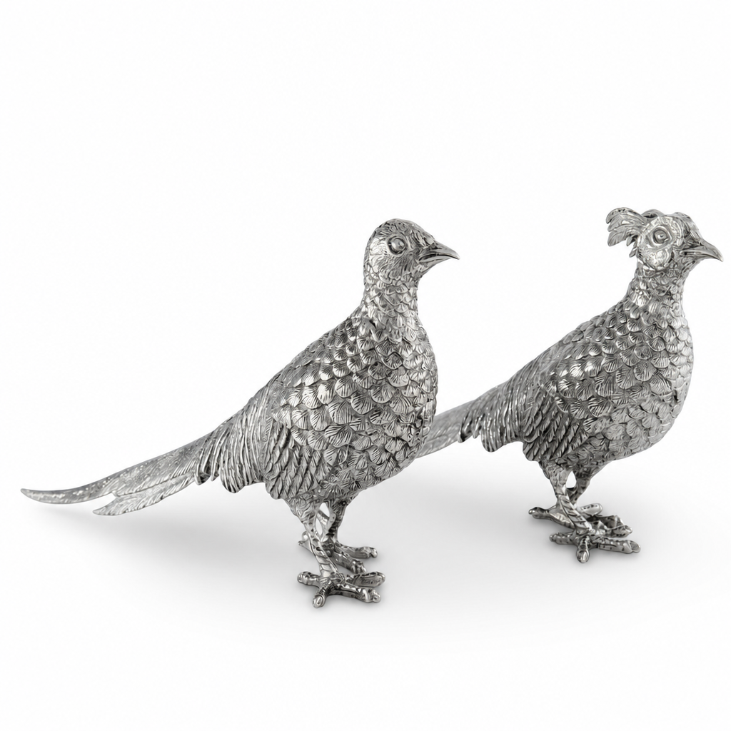 Pewter Pheasant Statuettes 1