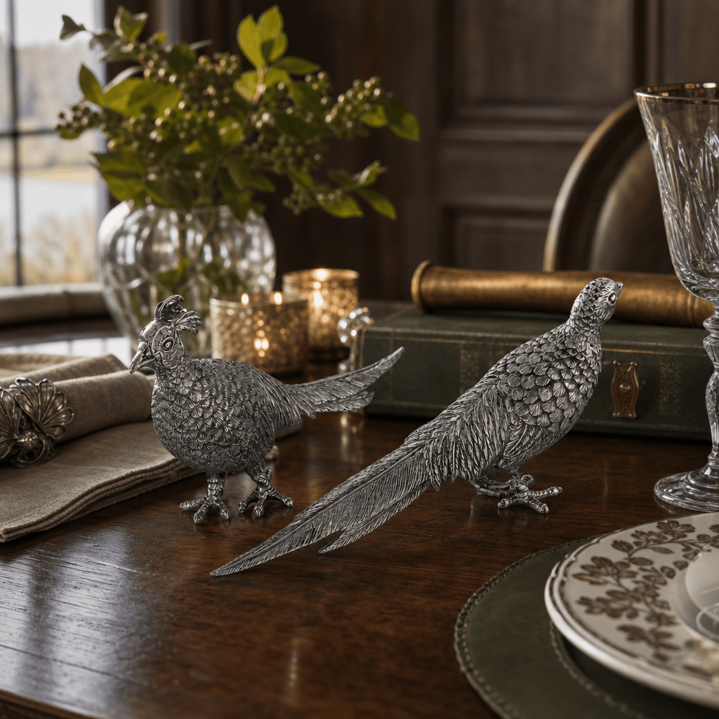 Pewter Pheasant Statuettes 7