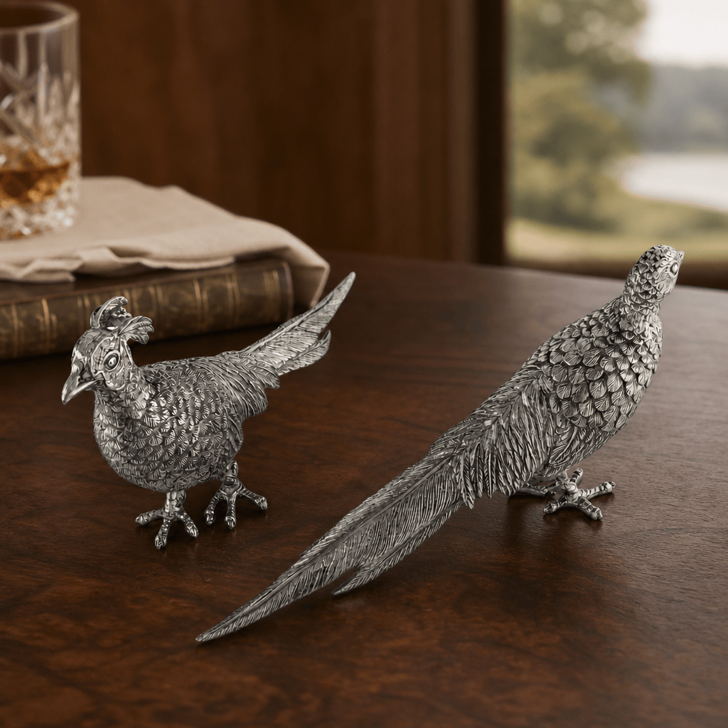 Pewter Pheasant Statuettes 3