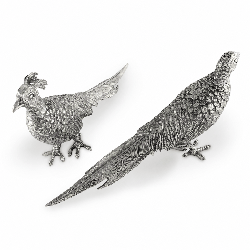 Pewter Pheasant Statuettes 10