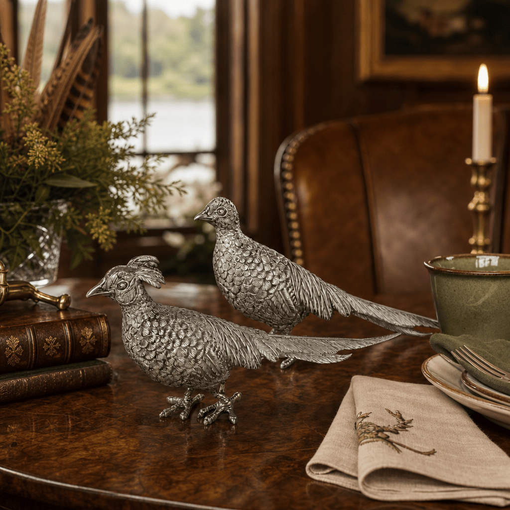 Pewter Pheasant Statuettes 8