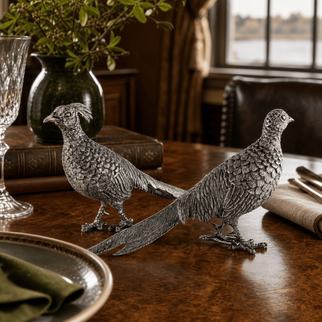 Pewter Pheasant Statuettes 9