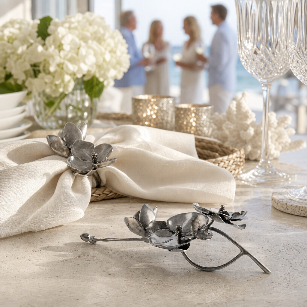 Pewter Orchid Napkin Ring 6