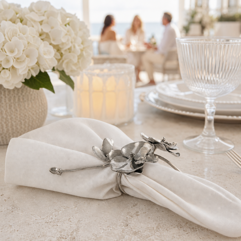 Pewter Orchid Napkin Ring 3